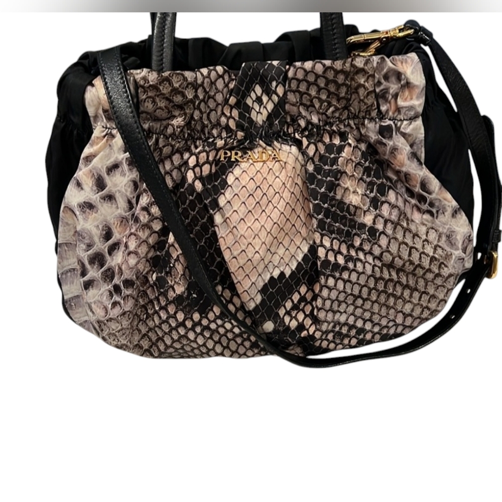 PRADA Python Print Nylon Crossbody Handbag - Picture 13 of 16